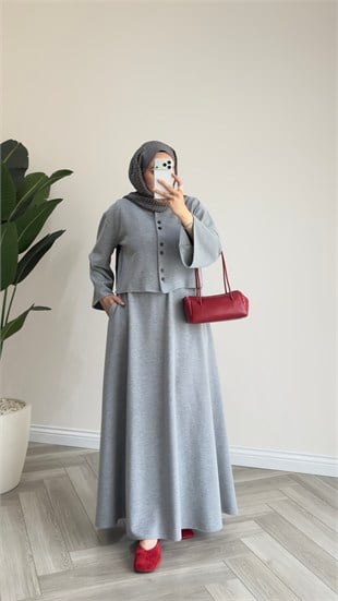 Fitilli Ceket Jile Takım | Gri