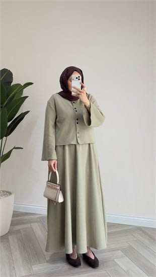 Fitilli Ceket Jile Takım | Mint Yeşili