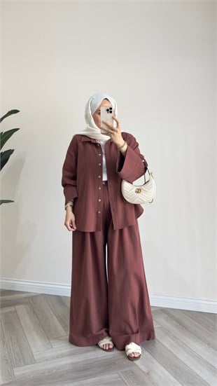 Ham Keten Pantolonlu Takım | Bordo