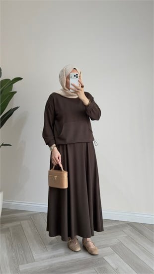 Kanguru Cepli Etekli Takım | Kahverengi