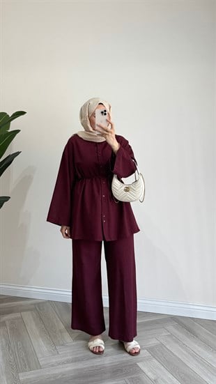 Mirya Basic Keten Takım | Bordo