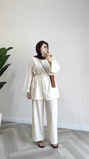 Mirya Basic Keten Takım | Ekru