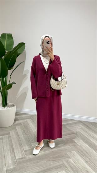 Naye Premium Dokulu Angora Takım Bordo