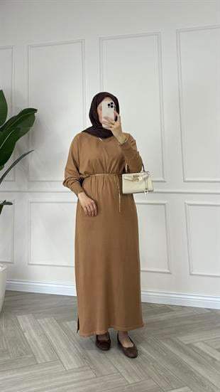 Premium Merserize Elbise | Camel