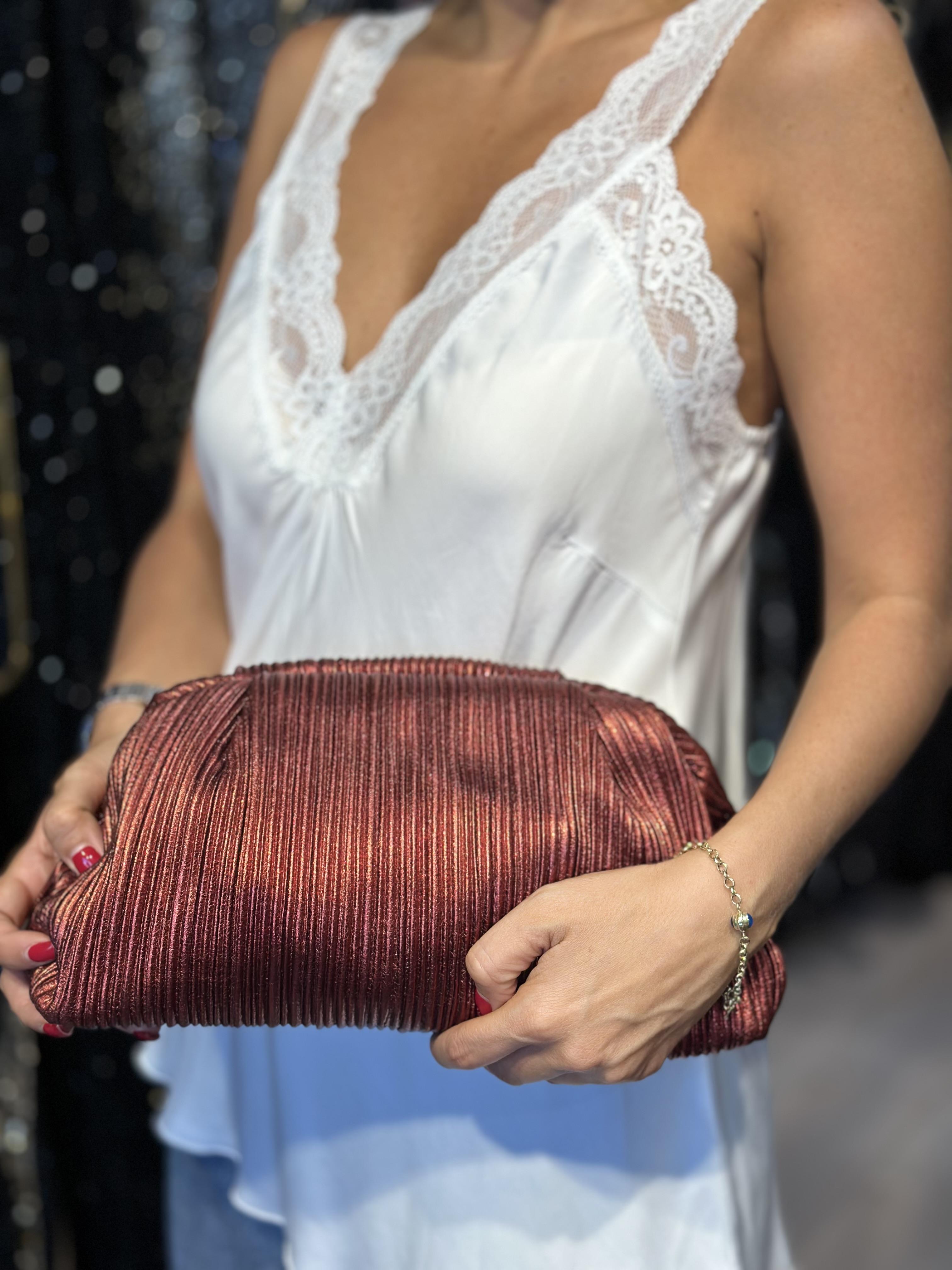 Bordo Clutch ve Zincirli Çanta