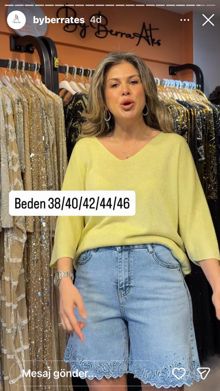 İşlemeli Kot Şort