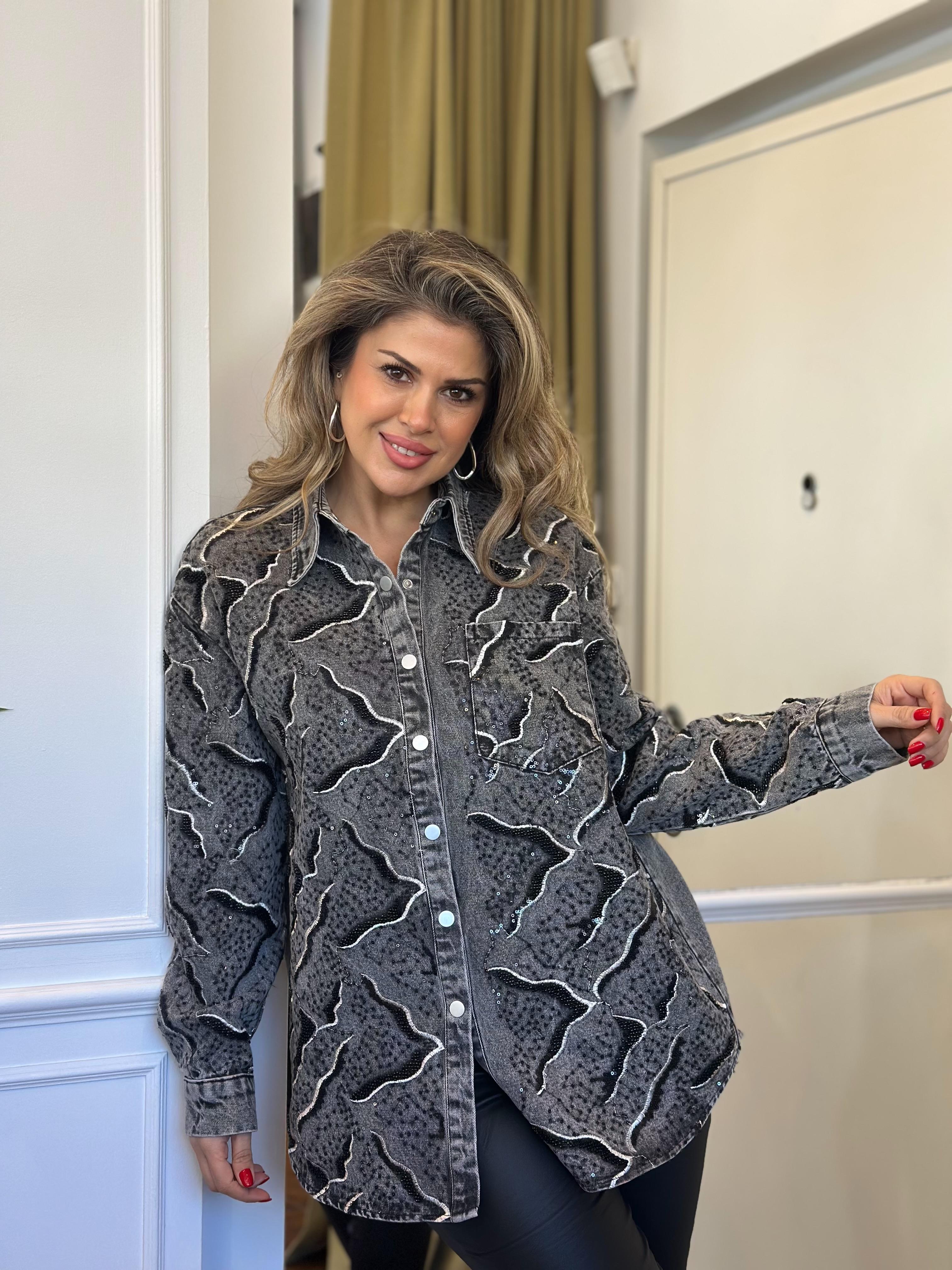 Desenli Gri Kot Ceket