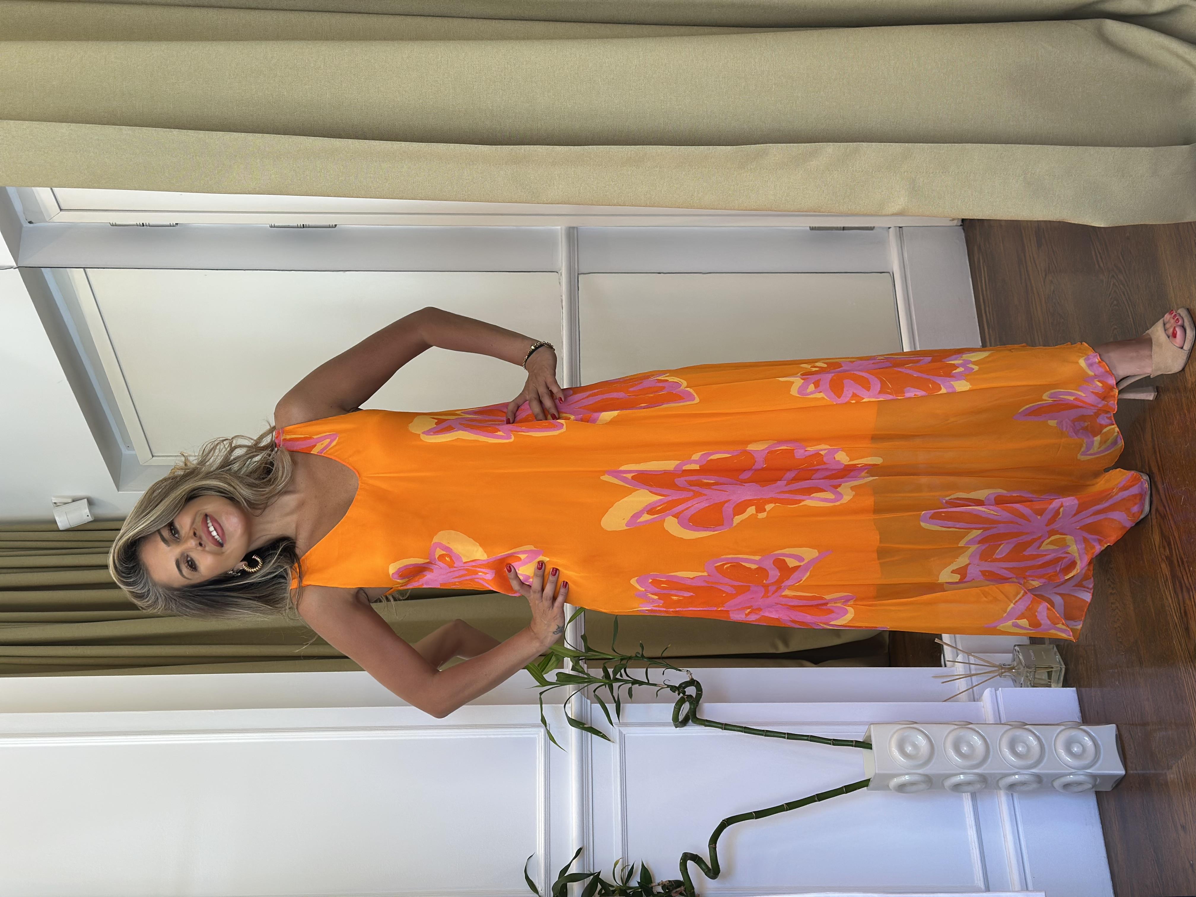 İpek Elbise Turuncu