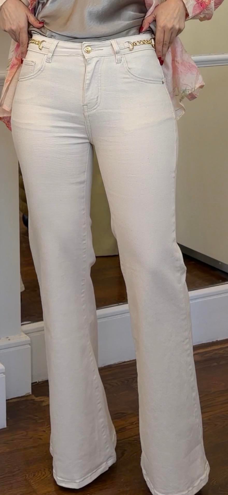 İspanyol Paça Krem Pantolon