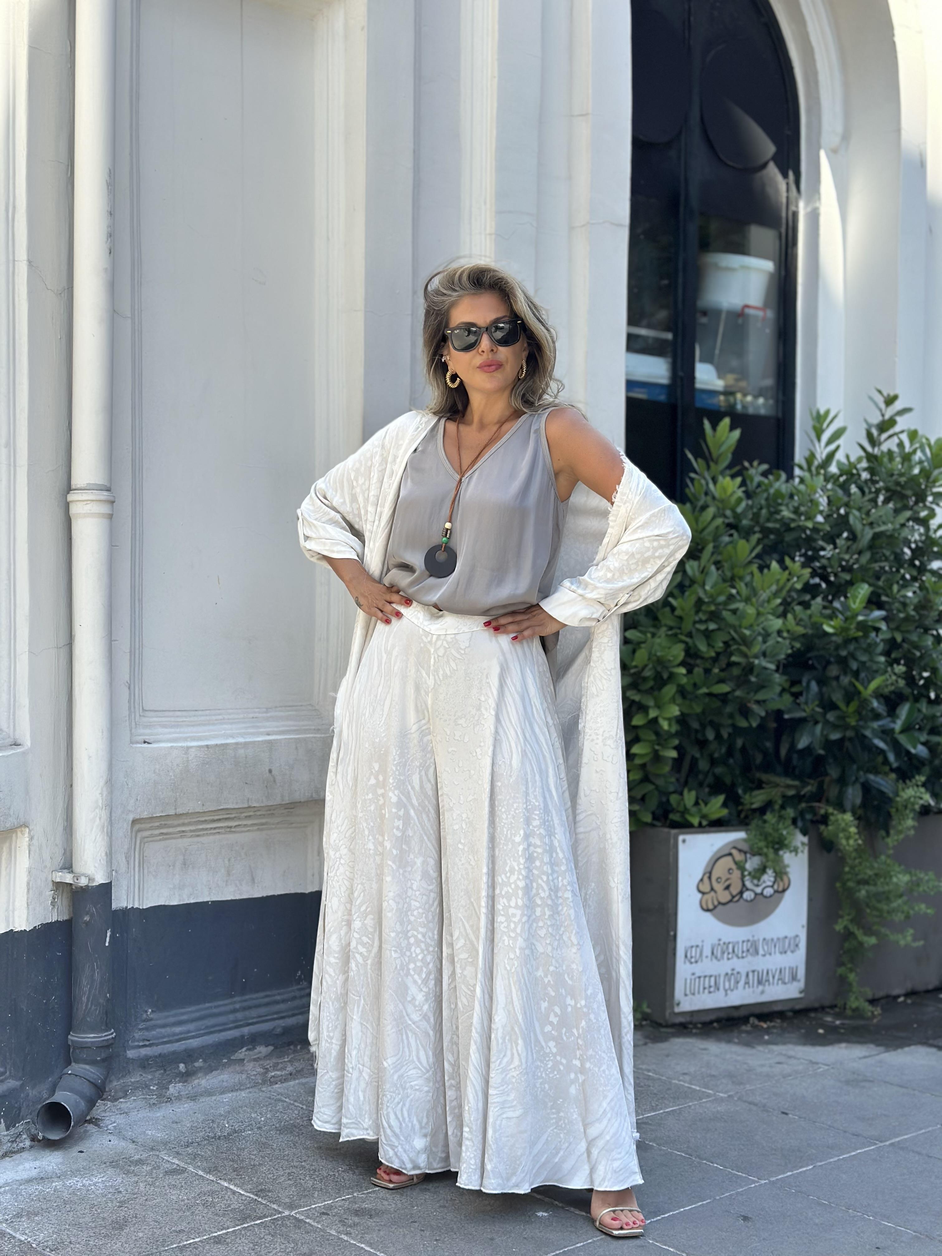 Kimono Pantolon Takım Beyaz