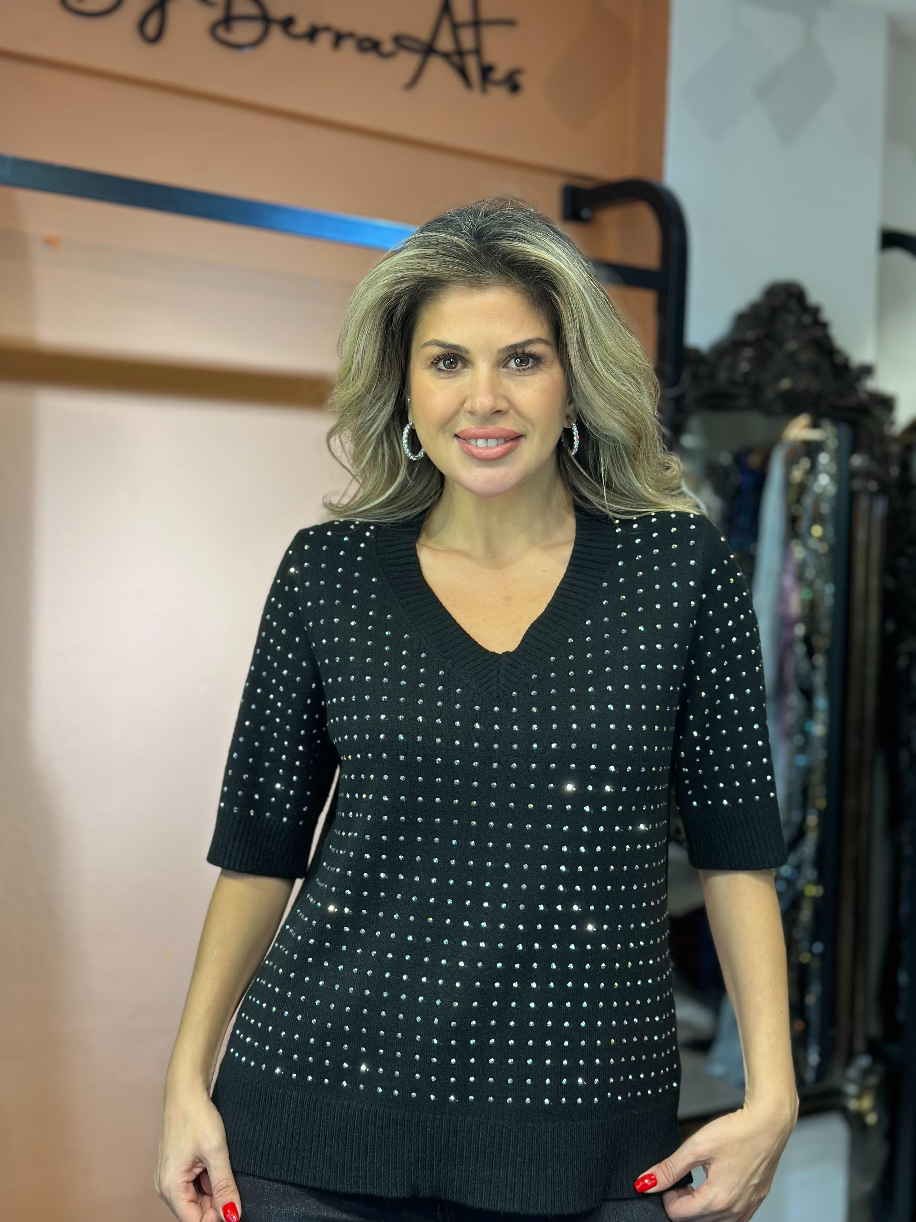 Yarım Kol Troklu Triko Siyah