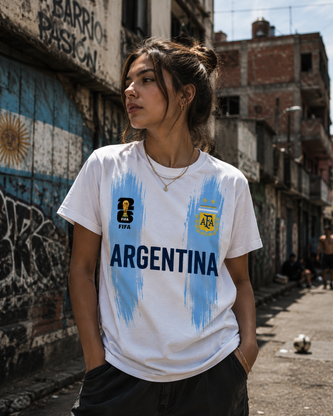 Arjantin Messi Baskılı Sokak Modası Beyaz Tişört  Tshirt