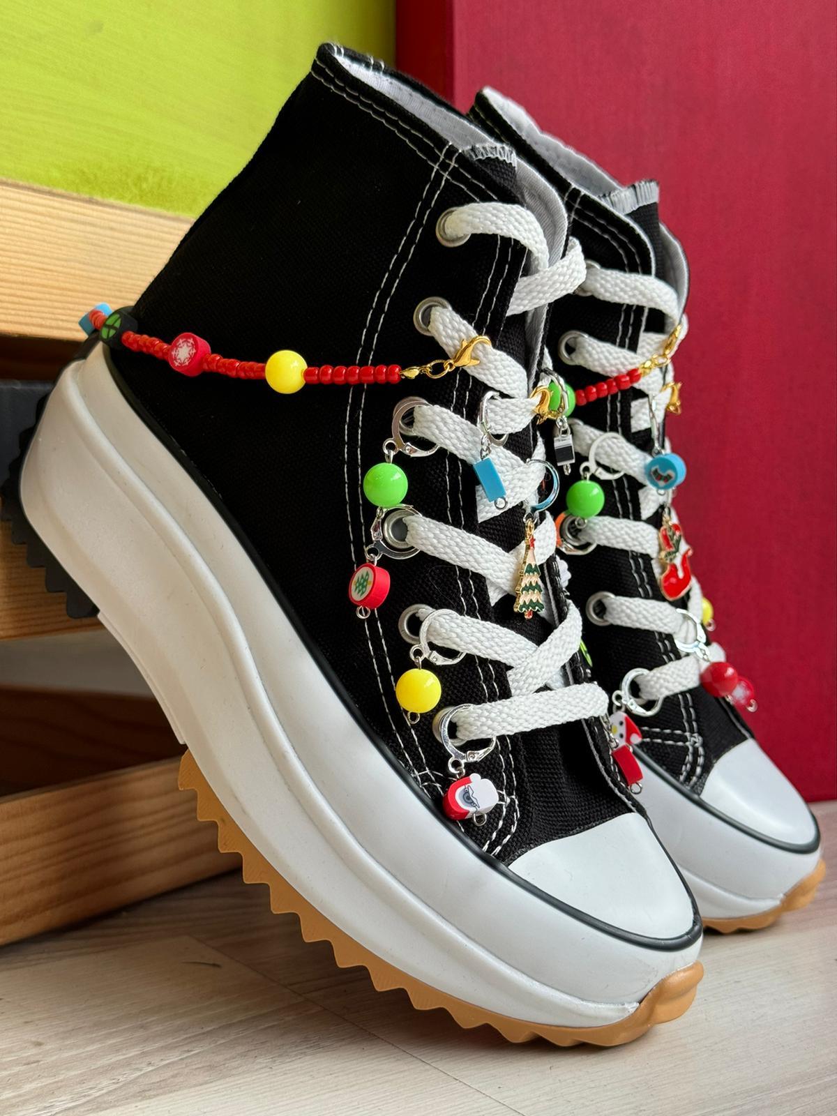 Baskını Seç Tırtıklı Kaydırmaz Taban Halhallı Ve Boncuklu Spor Ayakkabı Sneaker