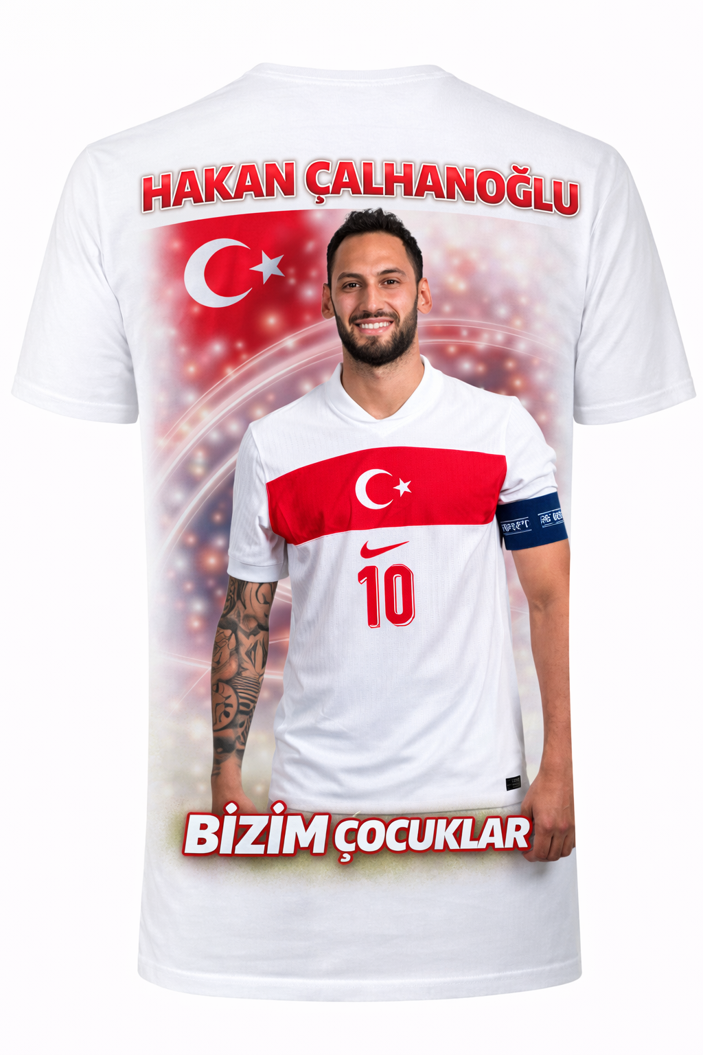 Bizim Çocuklar Hakan Çalhanoğlu  Baskılı Beyaz Kişiye Özel İsimli Tişört