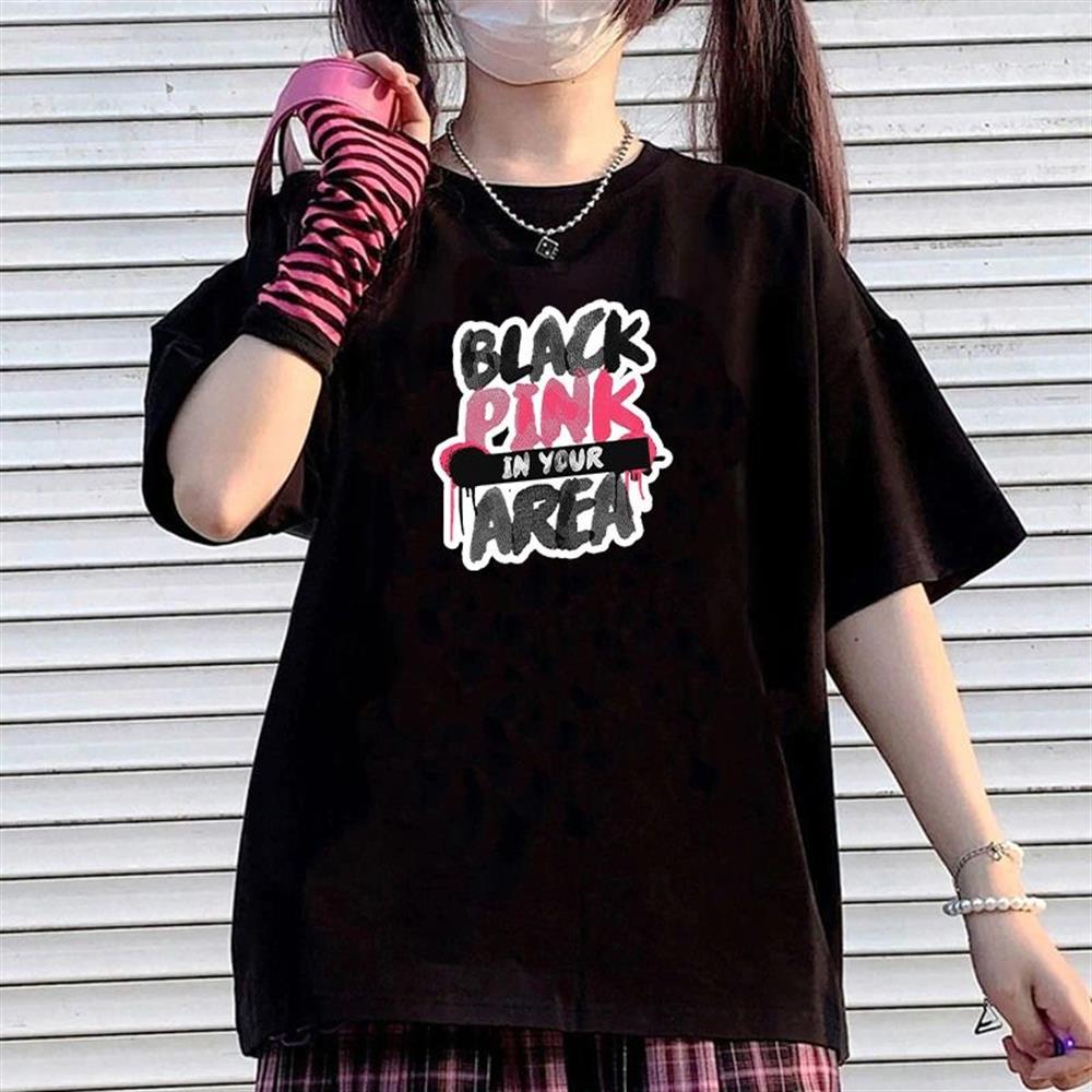 Blackpink Area Baskılı Siyah T-Shirt