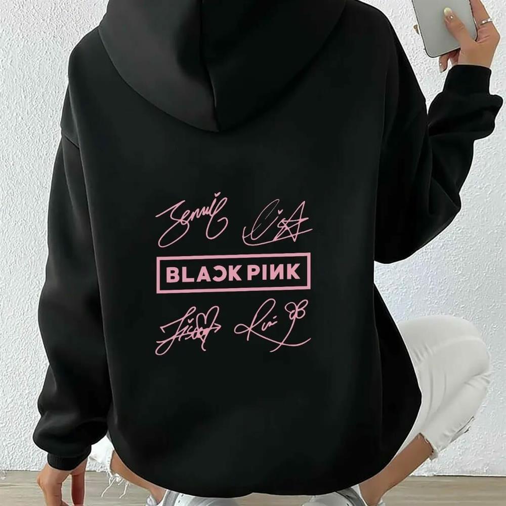 BlackPink Baskılı Siyah Sweatshirt