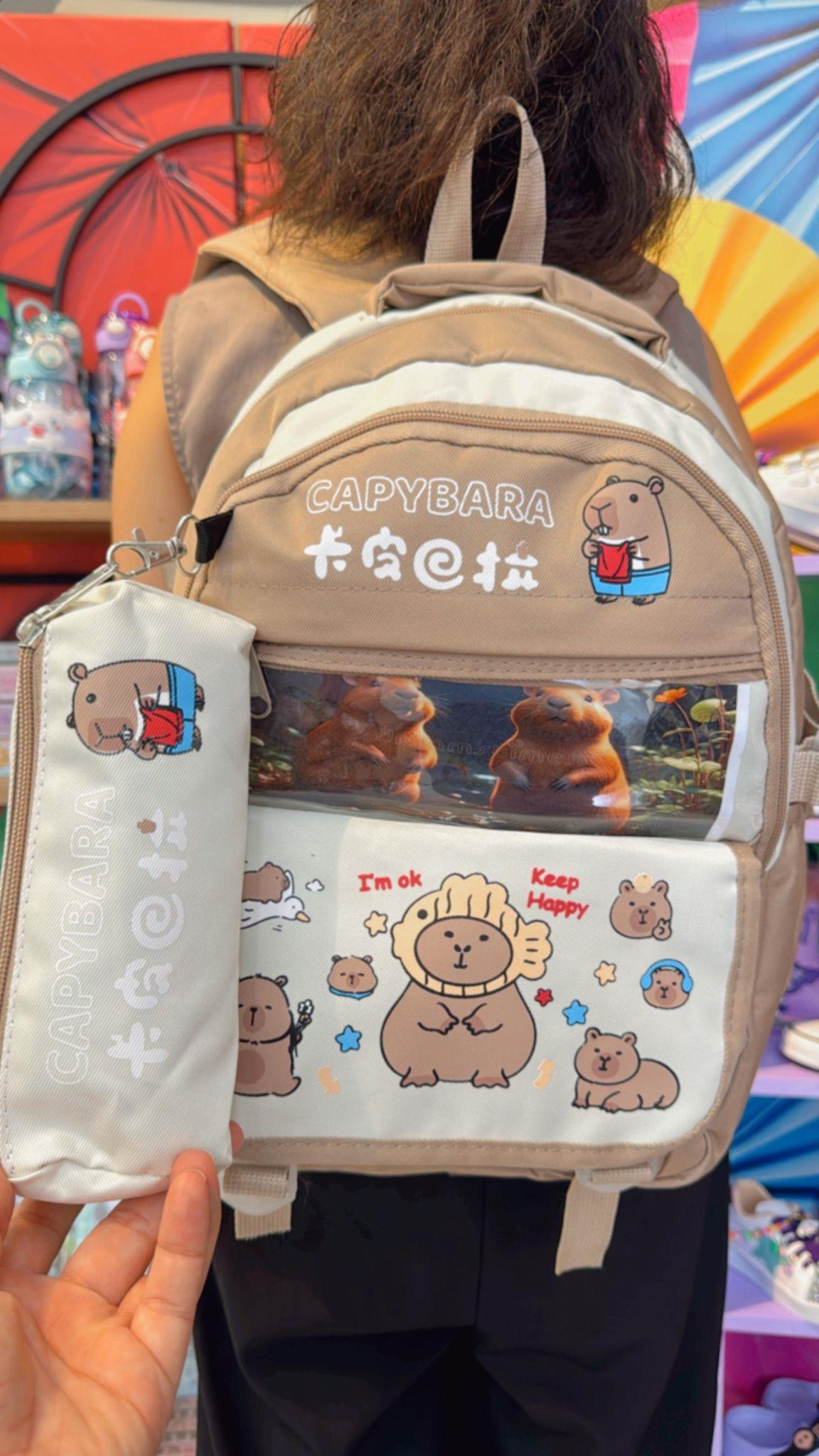 Capybara Termal Beslenme Çantalı Kalem Kutulu 2 Gözlü 5 Bölmeli Okul Çantası