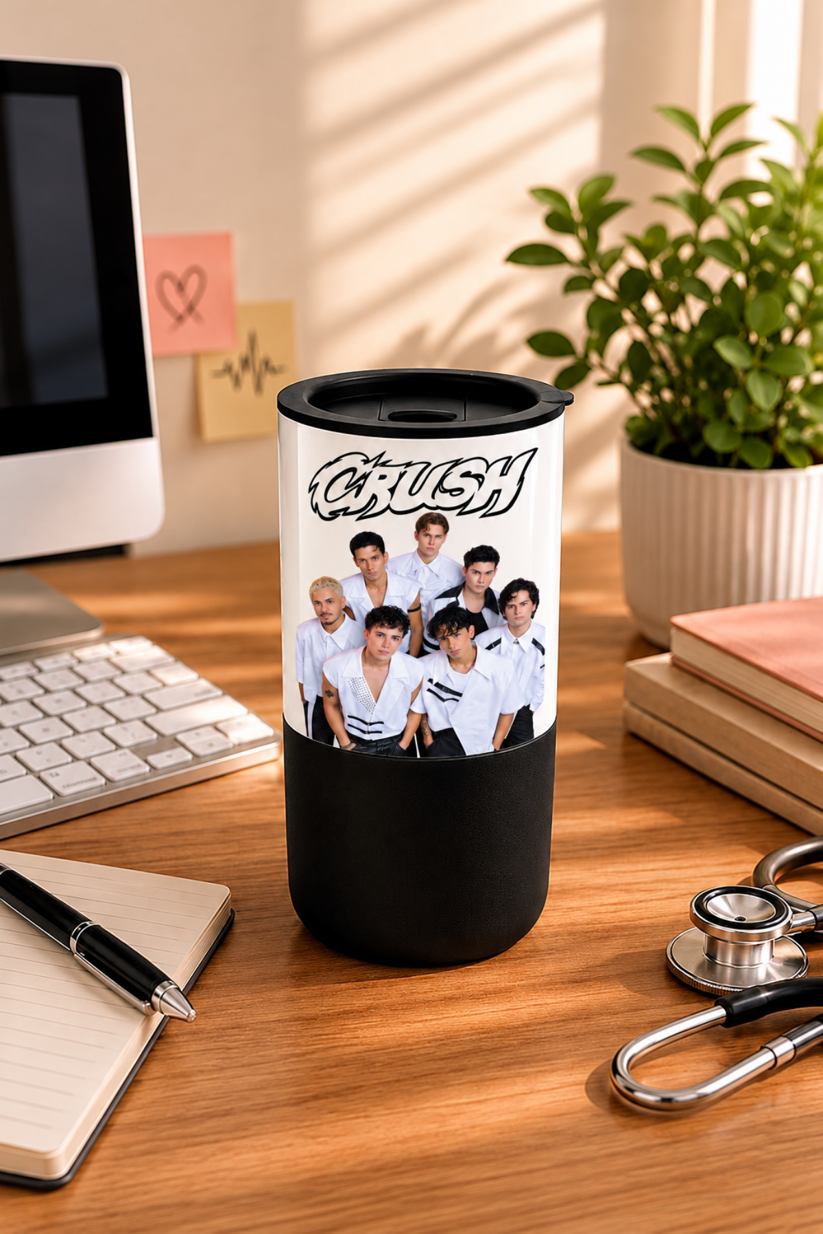 Crush Baskılı Silikon Tutmaçlı 500 ML Kapaklı Seramik Kahve Bardağı 