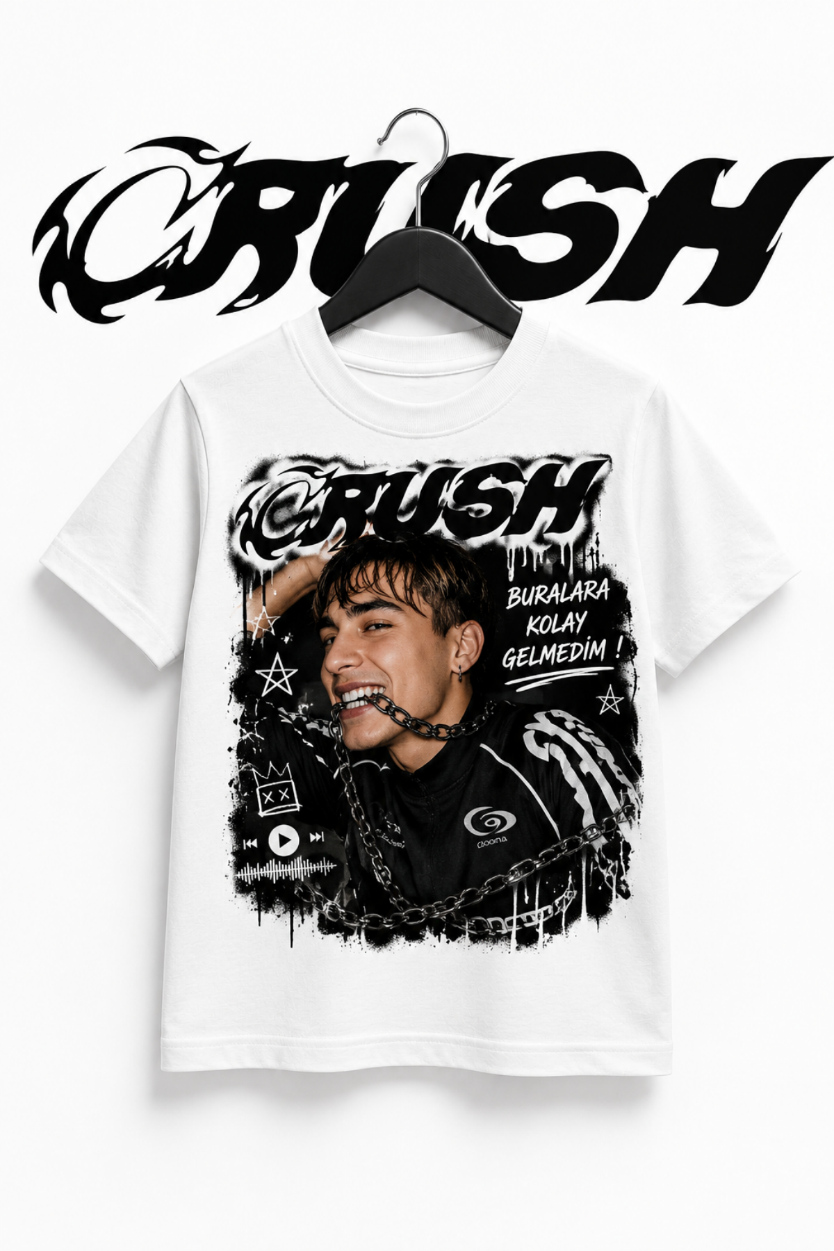 Crush Efe Baskılı Beyaz Tİşört Tshirt 
