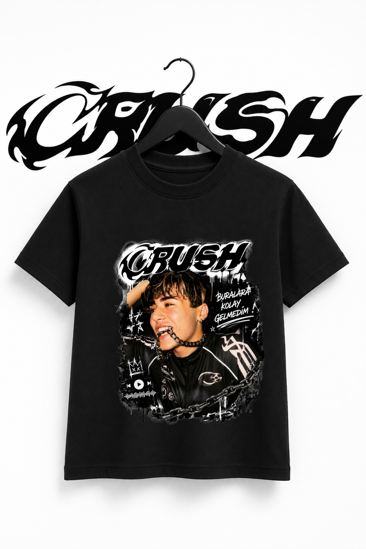 Crush Efe Baskılı Siyah Tİşört Tshirt 