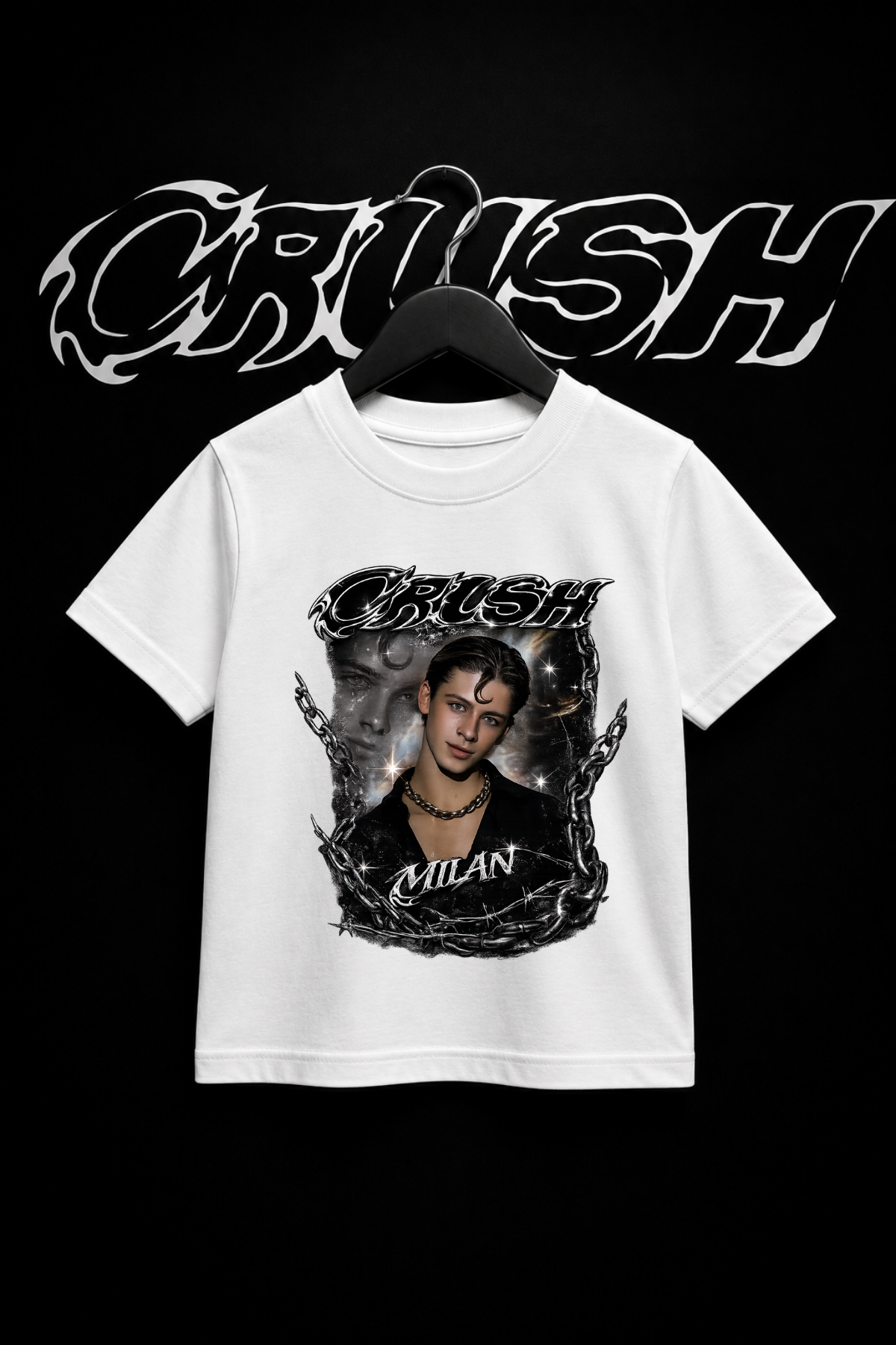Crush Milan Baskılı Beyaz Tİşört Tshirt 