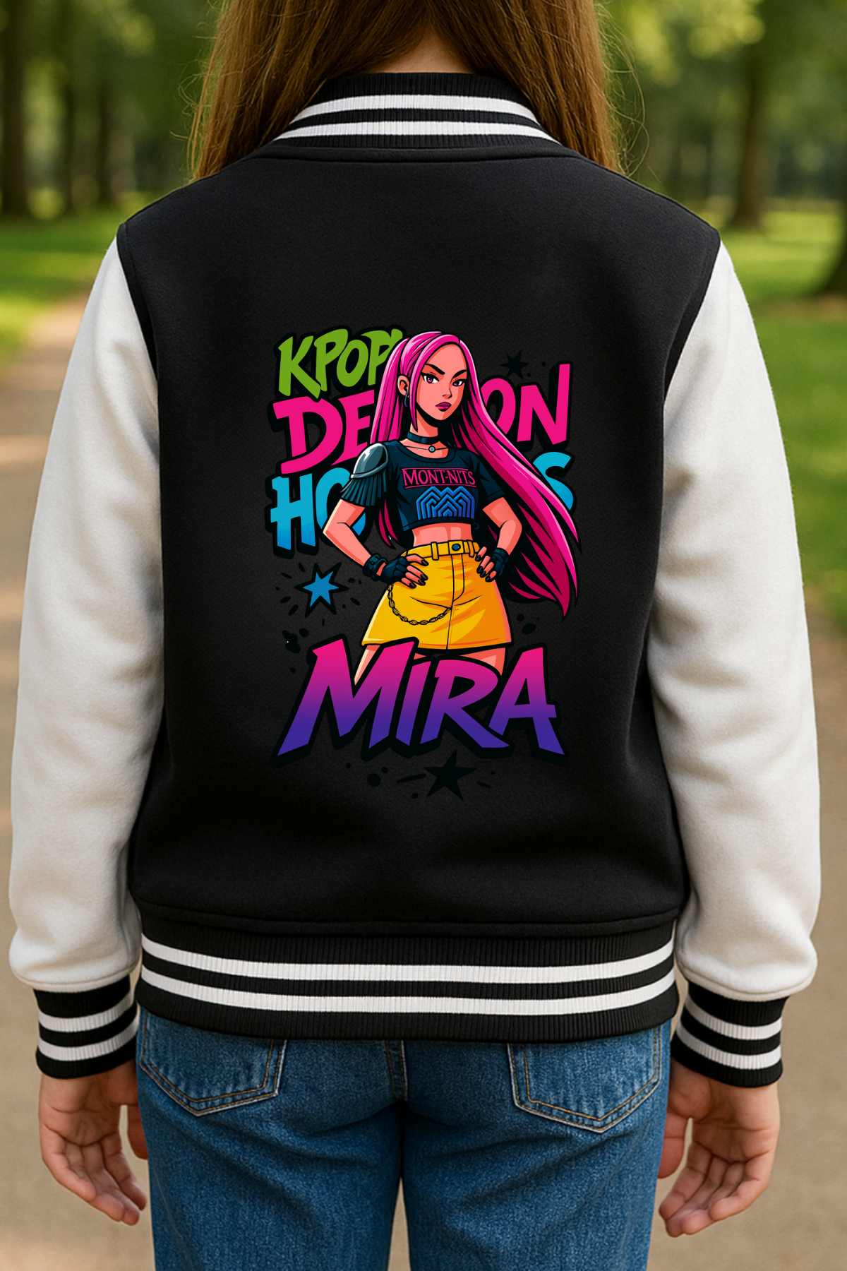 Demon Hunter Hunterix Mira Baskılı Siyah Kolej Ceket  