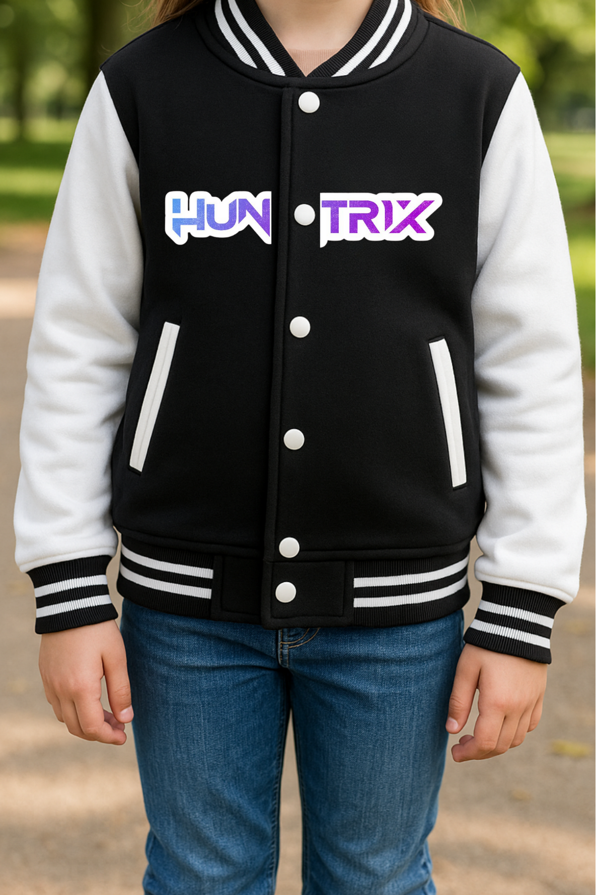 Demon Hunter Hunterix Ön Arka Baskılı Siyah 3  İplik Şardonlu Kolej Ceket 