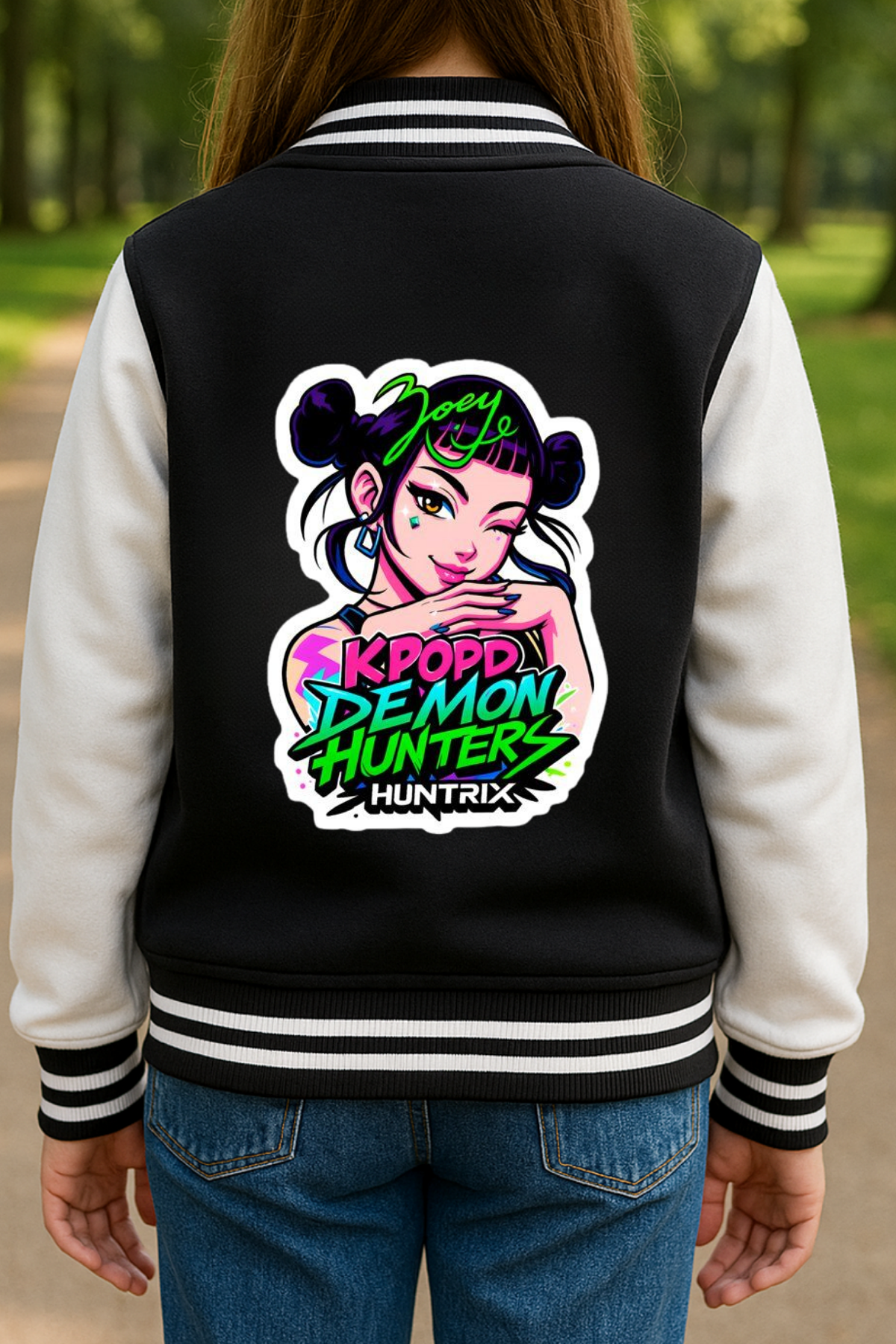 Demon Hunter Hunterix Zoey Baskılı Siyah Kolej Ceket  