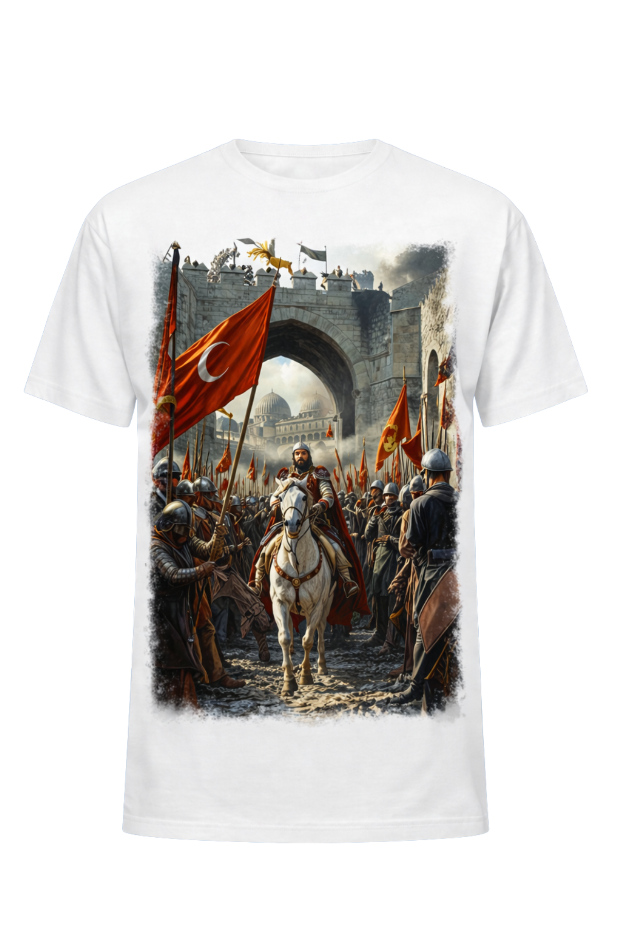 Fetih Baskılı Beyaz Unisex 24-1 Süprem Penye Beyaz Tişört Tshirt