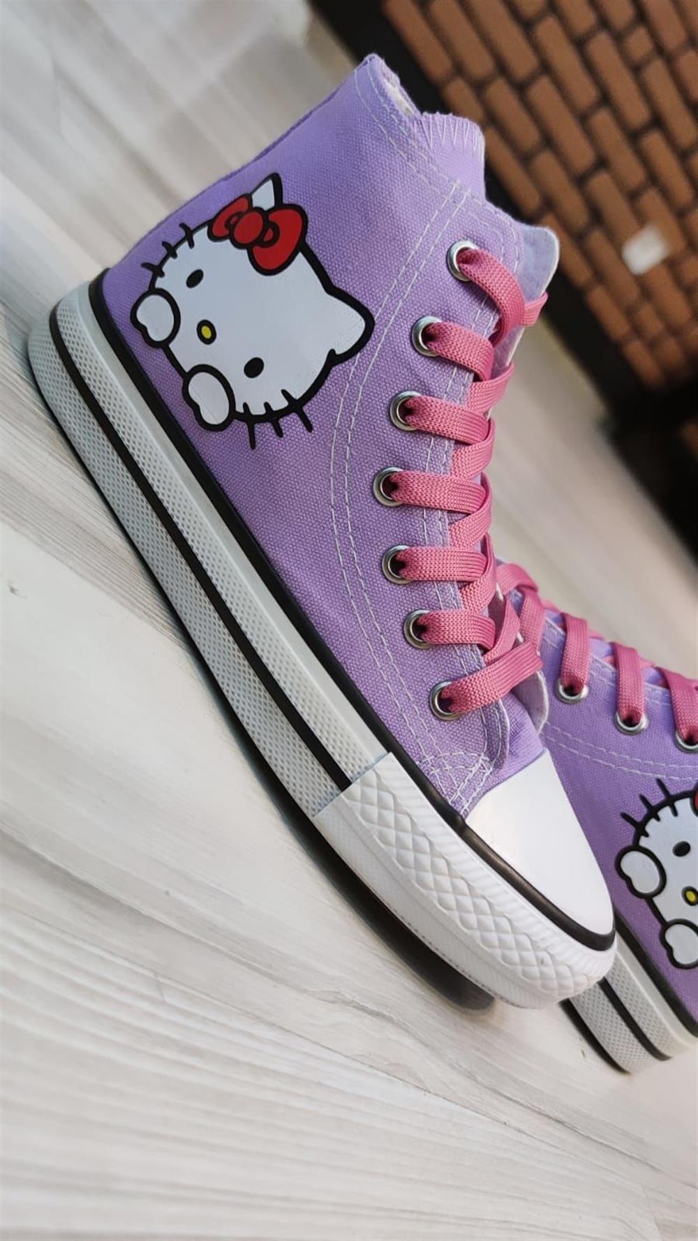 Hello Kitty Baskılı Lila Kız Çocuk Spor Ayakkabı Sneakers