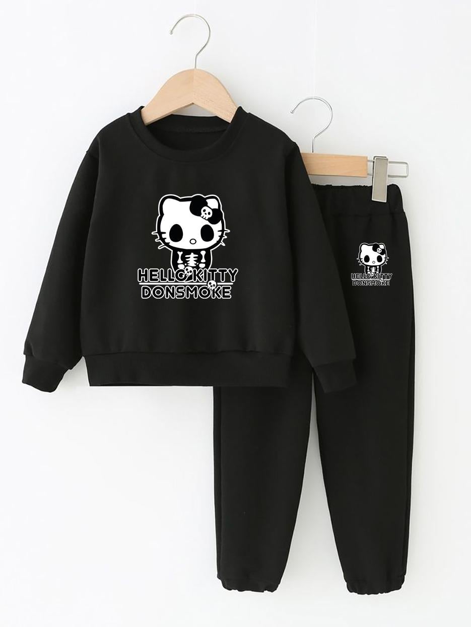 Hello Kitty Donsmoke Baskılı Siyah Eşofman Takımı