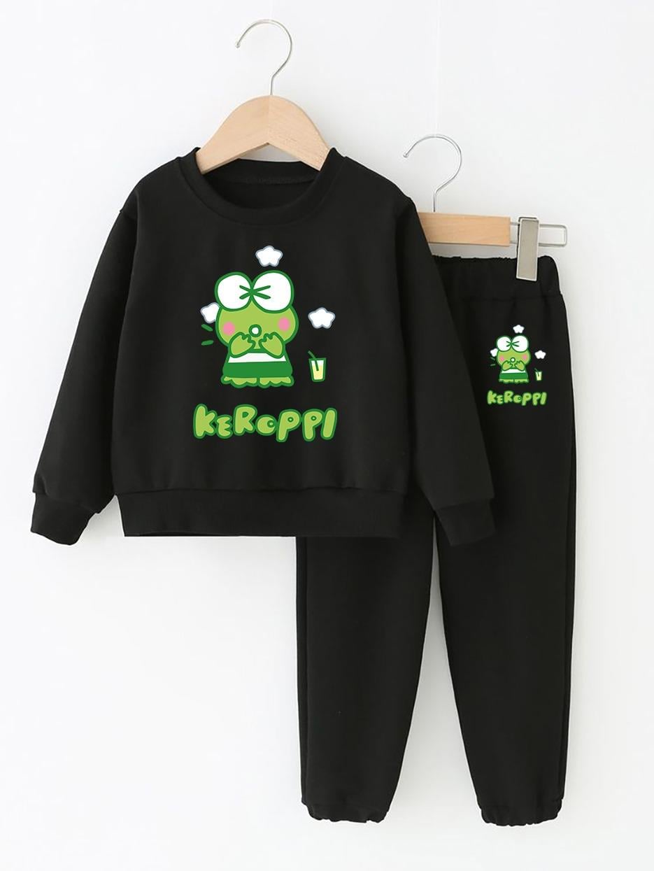 Hellokitty Keroppi Baskılı Siyah Eşofman Takımı