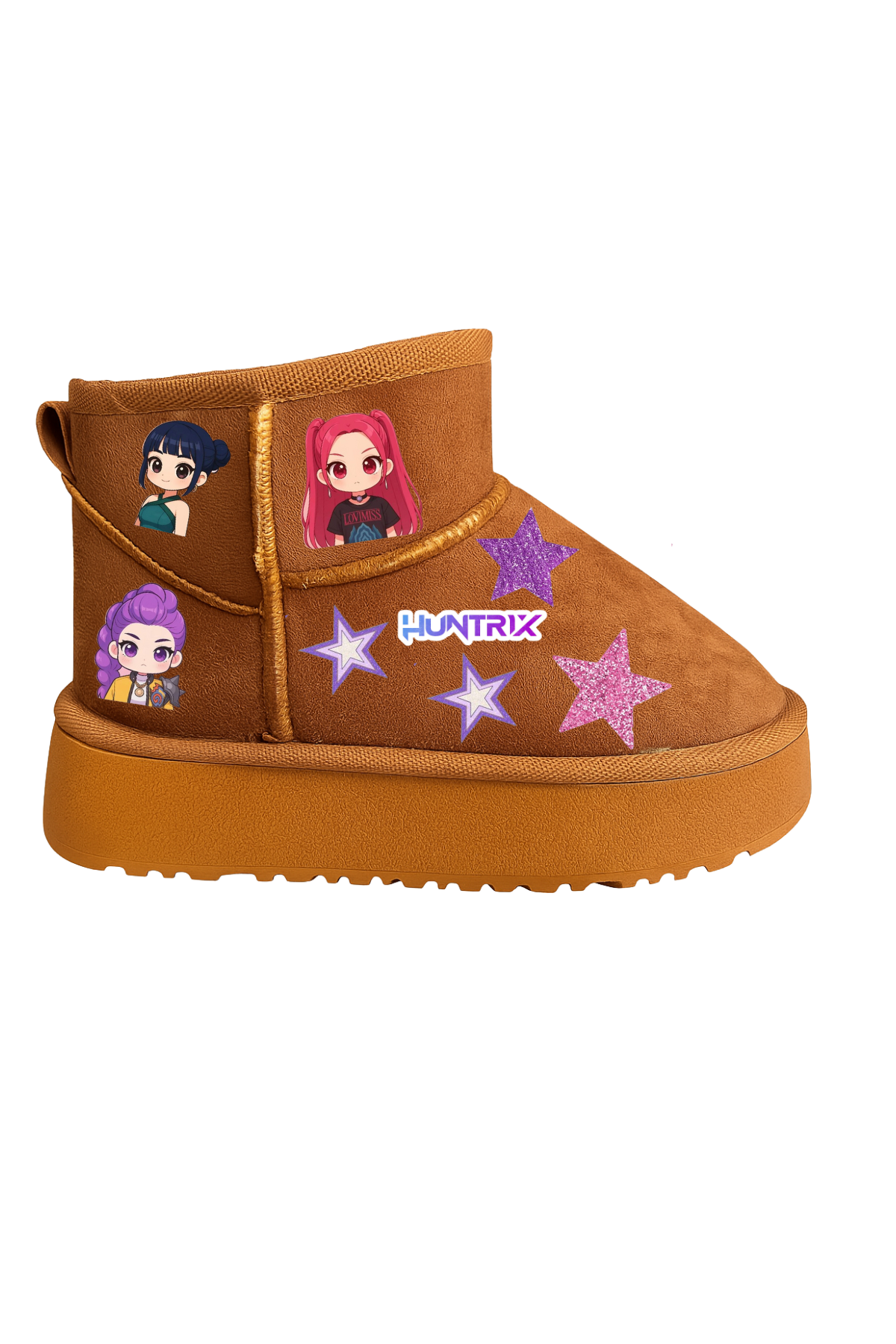 Huntrix Baskılı Taba Renk İçi Kürklü Kalın Taban Nubuk 