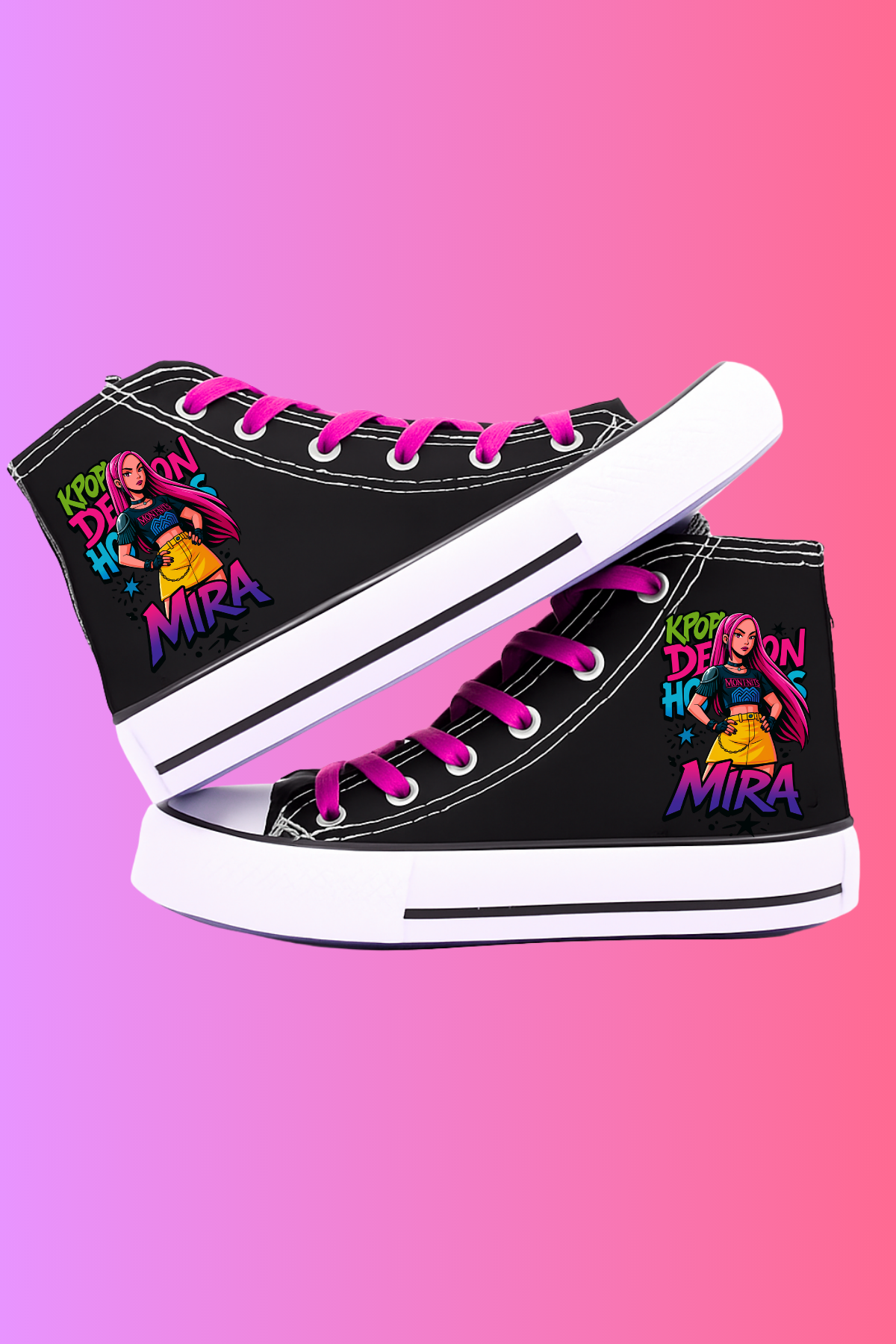 Huntrix Mira Baskılı Siyah Bilekli Keten Ayakkabı Sneaker