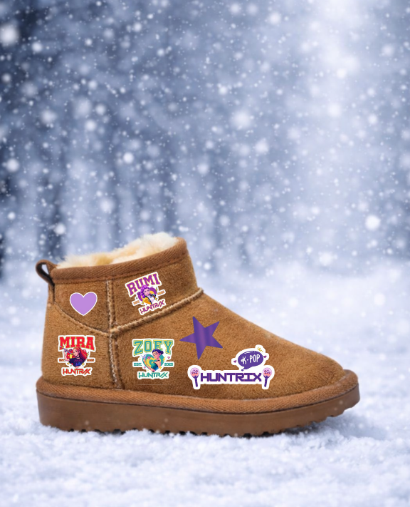 K-Pop Demon Hunter Huntrix İsimli Baskılı İçi Kürklü UG Model İnce Taban Çocuk Bot 