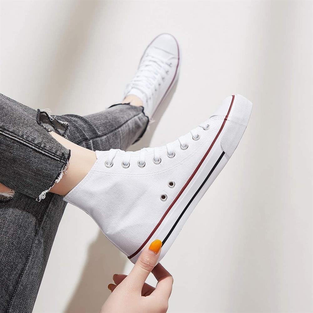 Kadın Erkek Beyaz Sneaker Bilekli Convers Modeli Keten Spor Ayakkabı