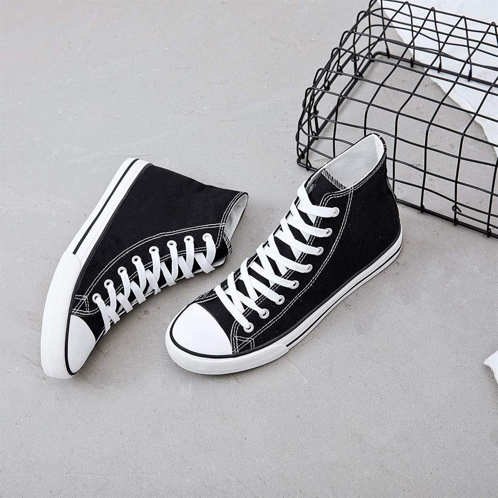 Kadın Erkek Siyah Sneaker Bilekli Convers Modeli Keten Spor Ayakkabı