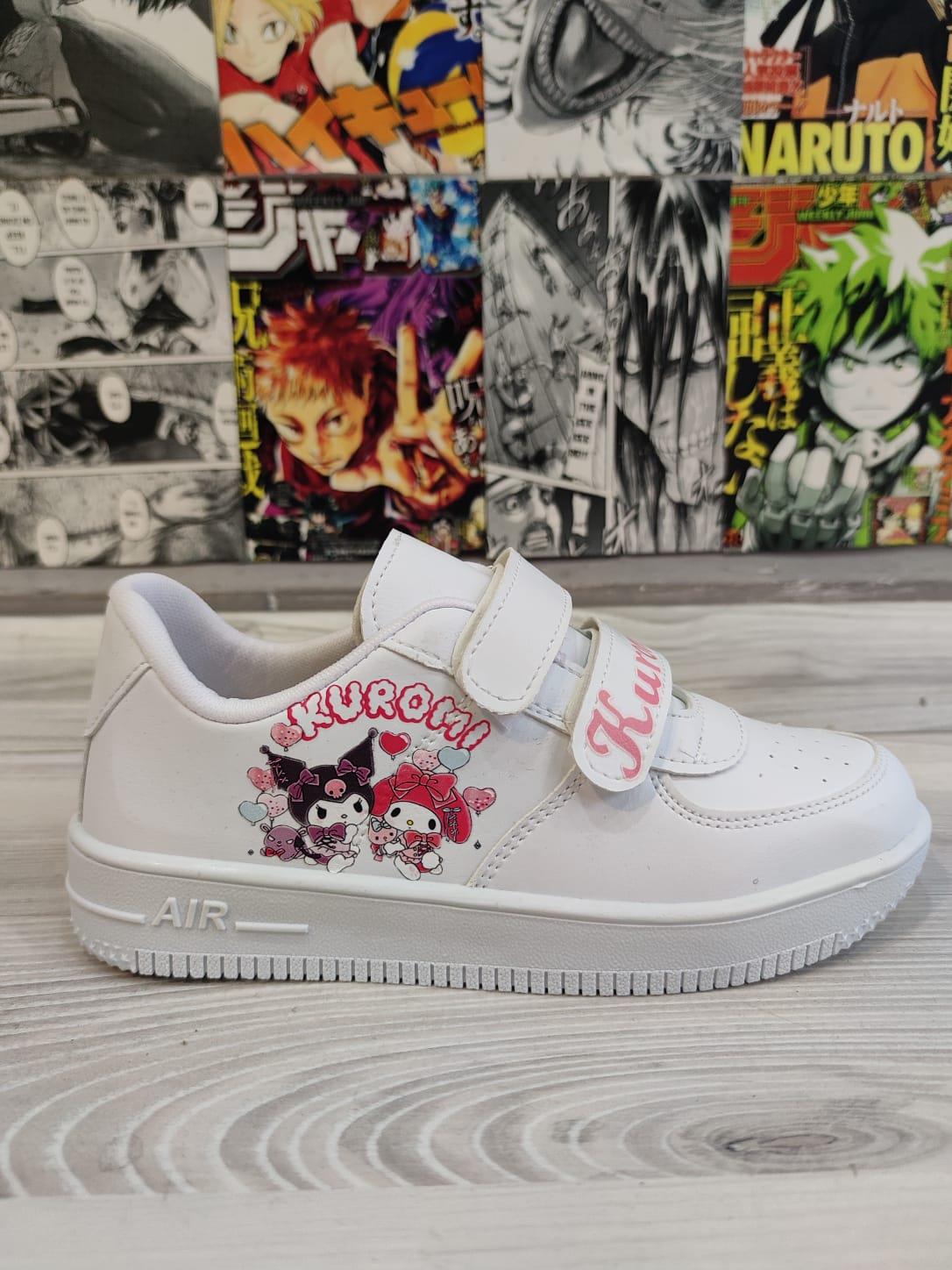 Kuromi Balon Baskılı Beyaz Çırtlı Spor Ayakkabı Sneaker 