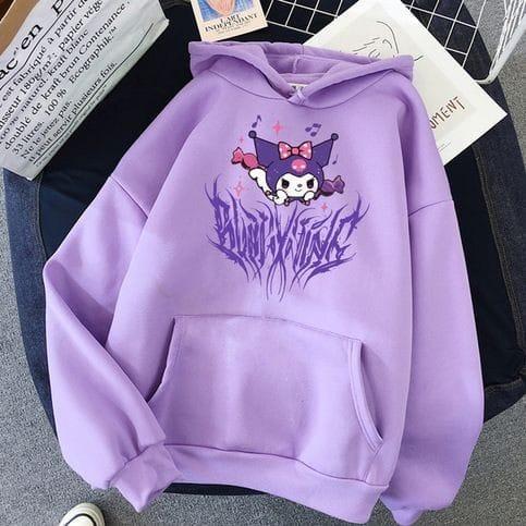 Kuromi Baskılı Lila Kız Çocuk Sweatshirt