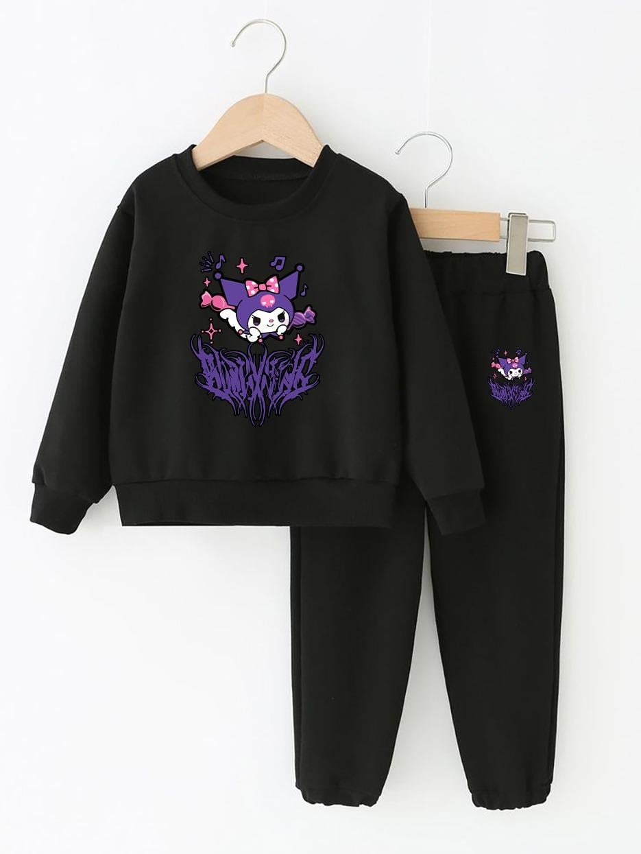 Kuromi Baskılı Siyah Kız Çocuk Eşofman Takım 