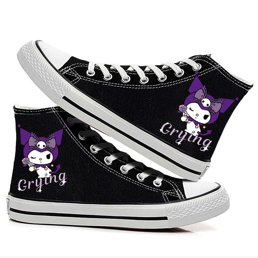 Kuromi Grying Baskılı Siyah Bilekli Spor Ayakkabı Sneaker