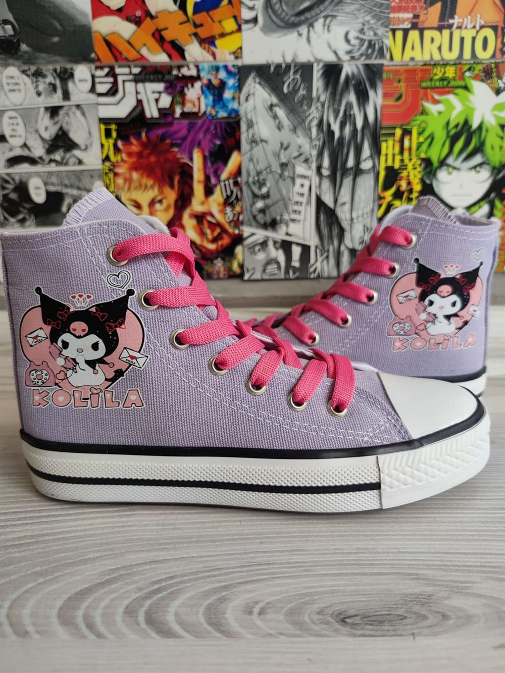 Kuromi Kolila Baskılı Lila Bilekli Spor Ayakkabı Sneakers