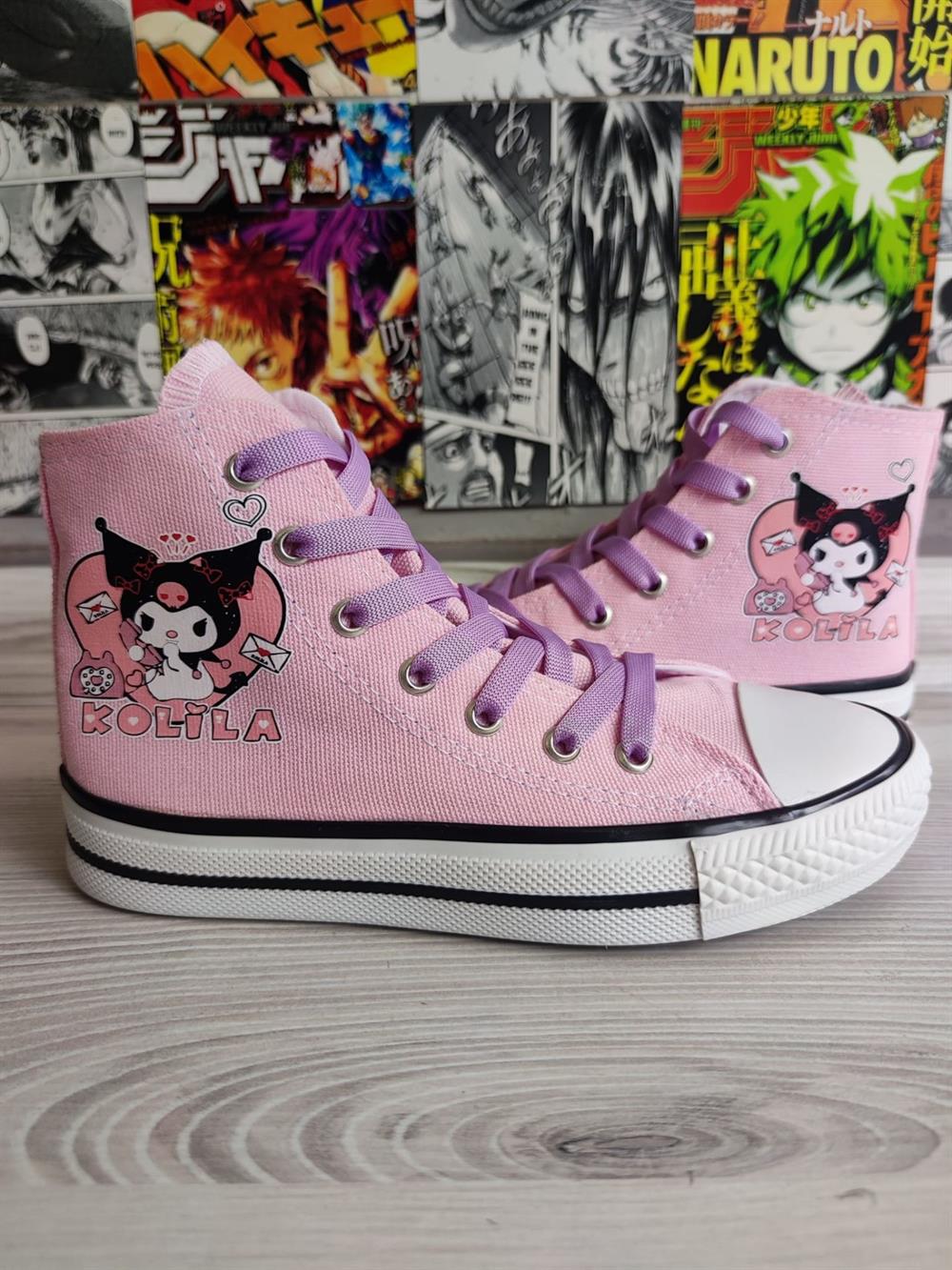 Kuromi Kolila Baskılı Pembe Bilekli Spor Ayakkabı Sneakers