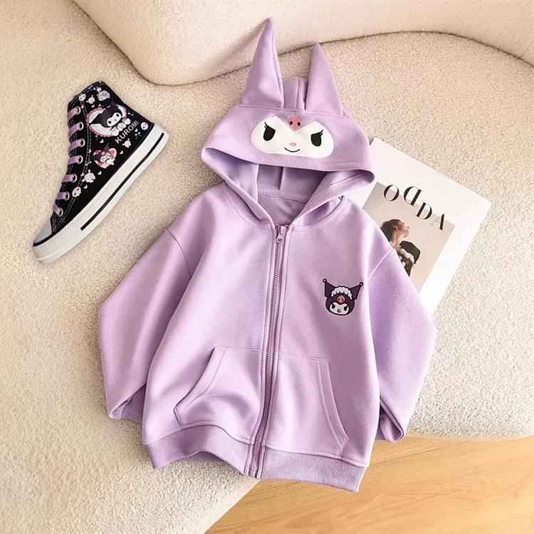 Kuromi Kulaklı Lila Fermuarlı Hırka Sweatshirt 