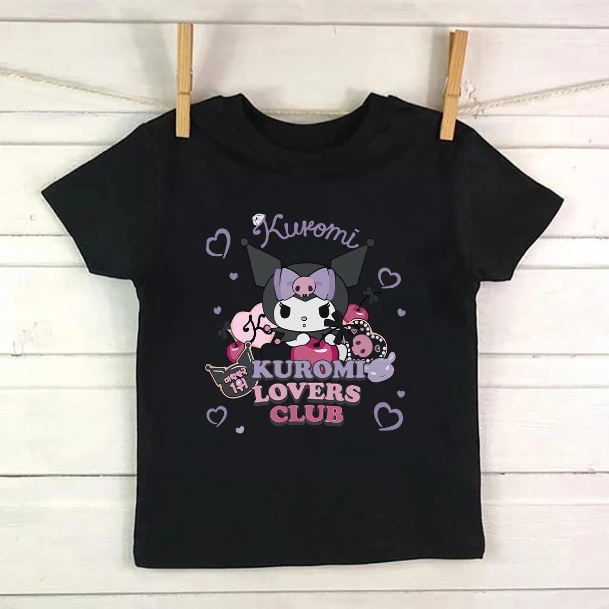 Kuromi Lovers Baskılı Siyah Tshirt