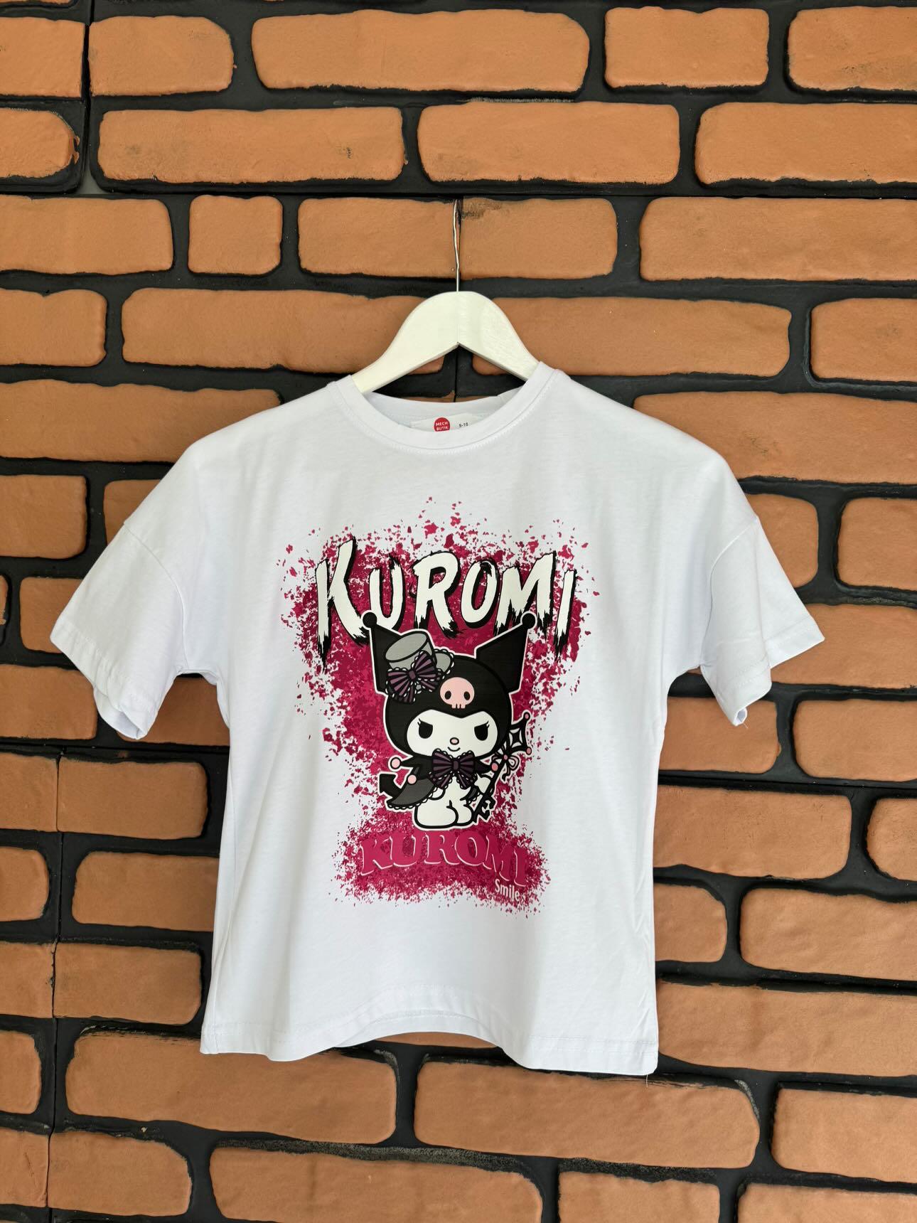 Kuromi Smile Baskılı Beyaz Tshirt Tişört