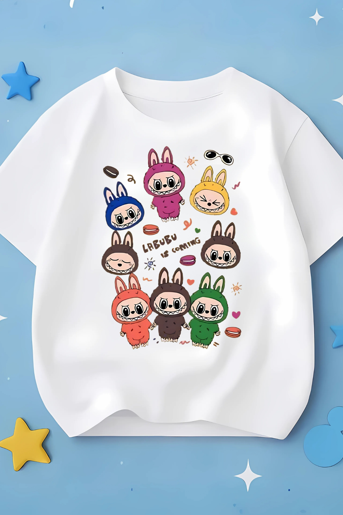 Labubu Come Baskılı Siyah Kız Çocuk Tişört Tshirt