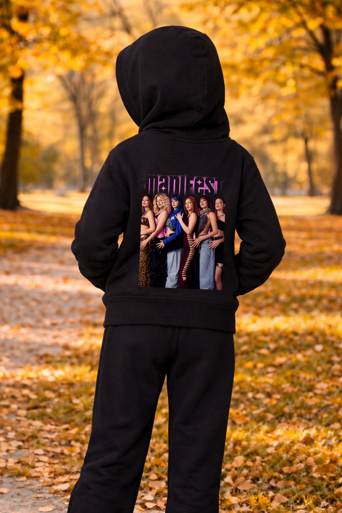 Manifest Baskılı Siyah Fermuarlı Kapüşonlu Hırka Sweatshirt (3)