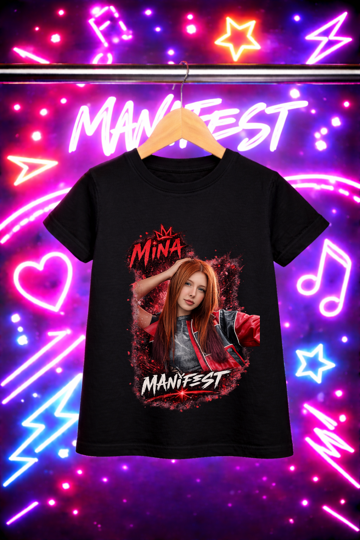 Manifest Mina Yeni Baskılı Siyah Tişört Tshirt