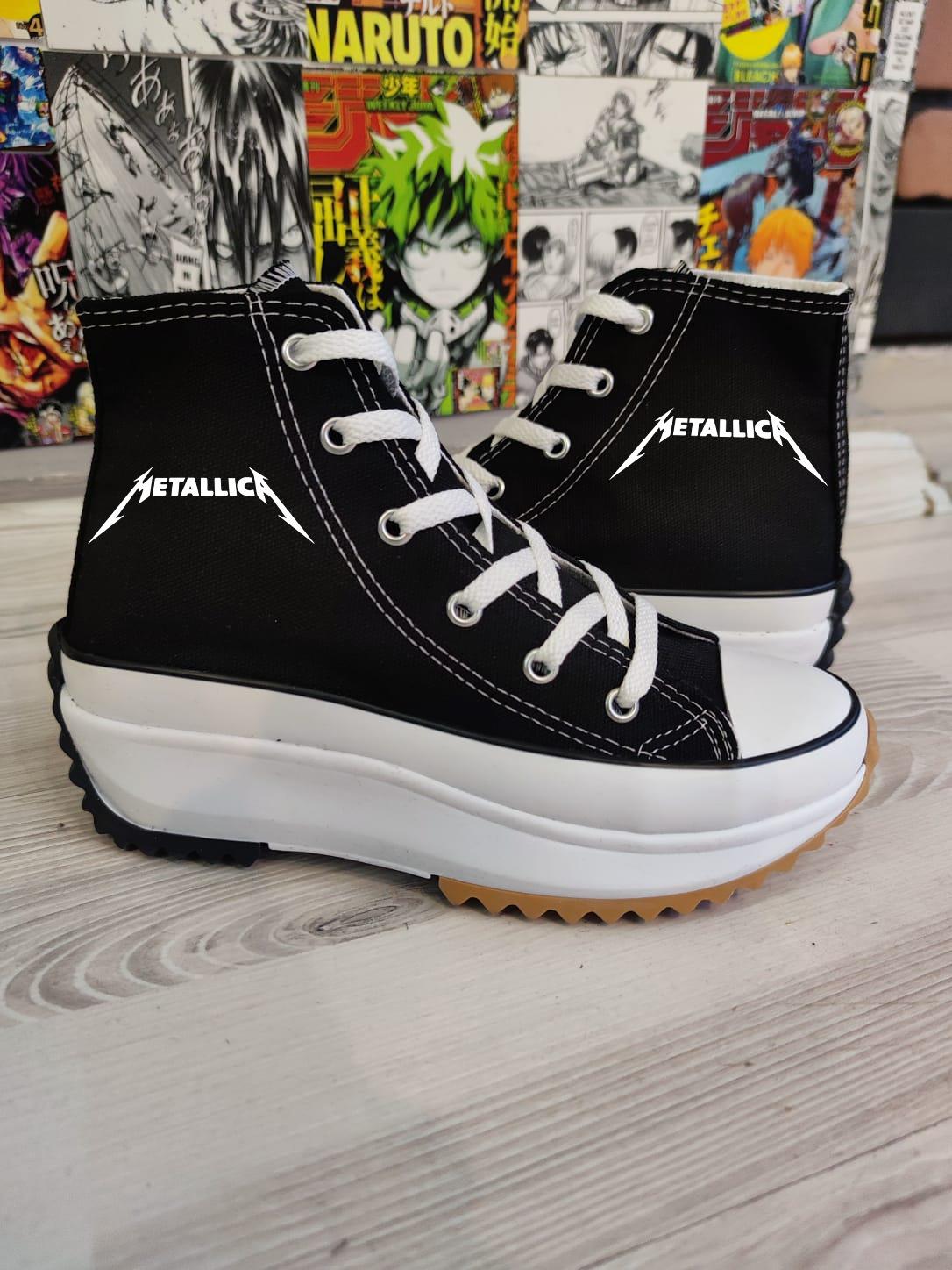Metallica Baskılı Kalın Tırtıklı Taban Spor Ayakkabı Sneaker